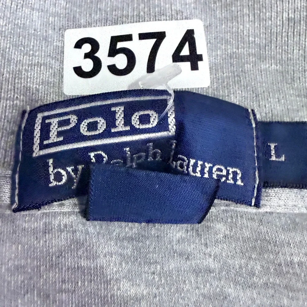 Polo Ralph Lauren Polo Shirt Mens Large Gray Navy Blue Pony Logo Cotton Golf